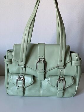 Cole Haan Alexa Pale Green Flap Satchel